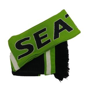 Seattle Seahawks Knit Scarf One Sz Green Blue Spells Out Seattle 58" Long